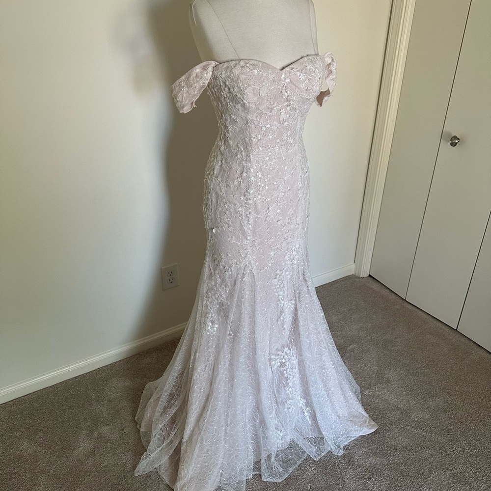 Fit and flare Lace and sequin wedding dress by Melissa Sweet